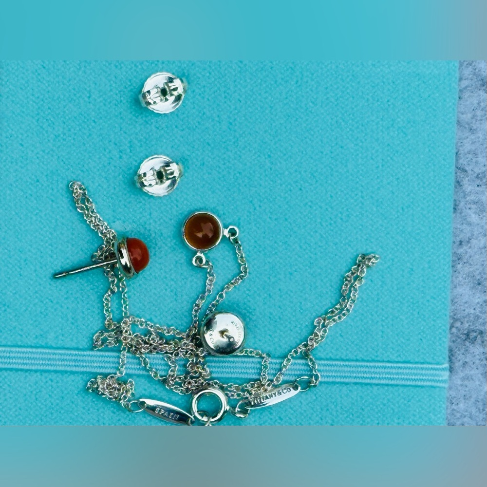 Tifffany &Co.Earrings by the yard chalcedony and silver 925 - Picture 7 of 13